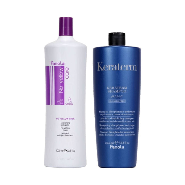 Fanola No Yellow Mask 1000ml + Keraterm Shampoo 1000ml Bundle