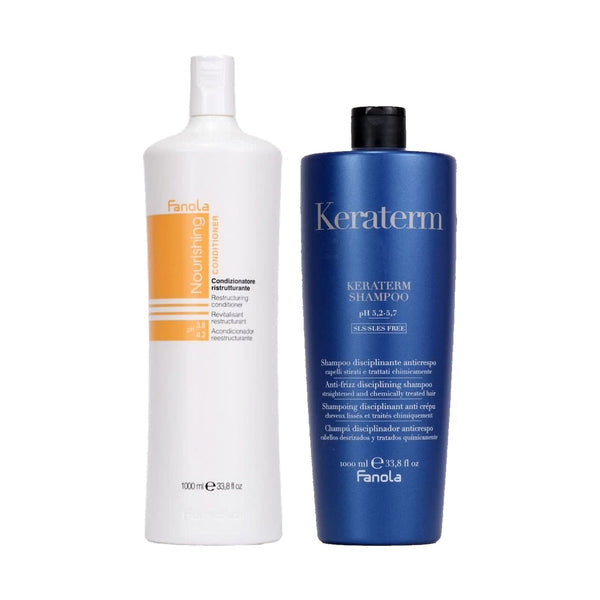 Fanola Nourishing Restructuring Conditioner 1000ml + Keraterm Shampoo 1000ml Bundle