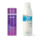 Fanola No Yellow Color Violet Lightener + Fanola Color Peroxide 1000ml - 20 Vol