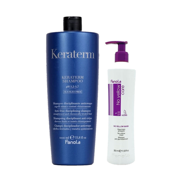 Fanola No Yellow Mask 350ml + Keraterm Shampoo 1000ml Bundle