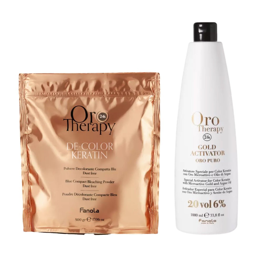 Fanola Oro Therapy De-Color Keratin Blue Bleaching Powder - 500g + Fan ...